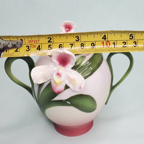 Franz Porcelain Sugar Bowl – Slipper Orchid Design FZ00278 - Picture 8 of 8